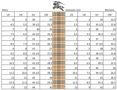 burberry shoes logo|Burberry shoe size chart.